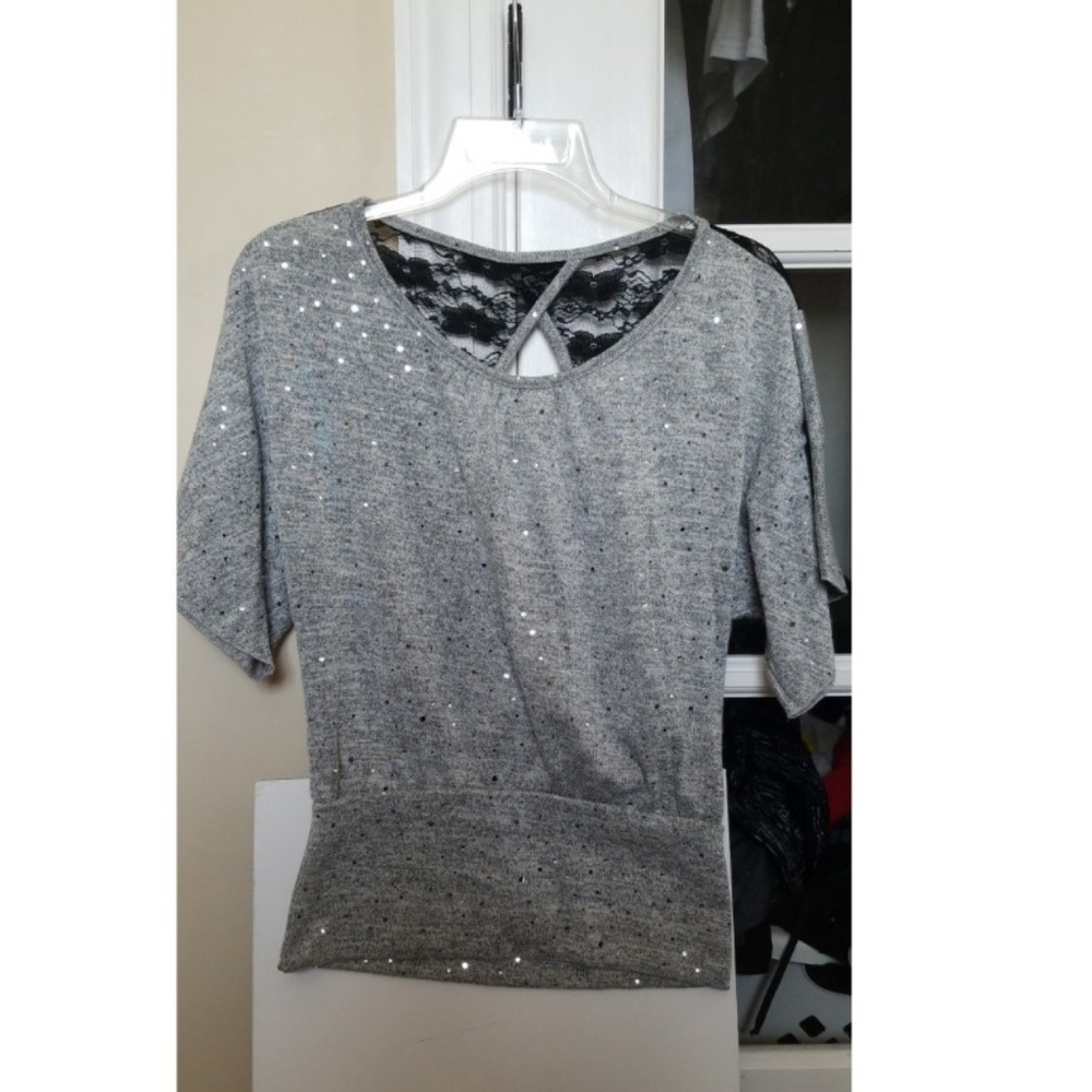 Grey, short sleeve dress shirt